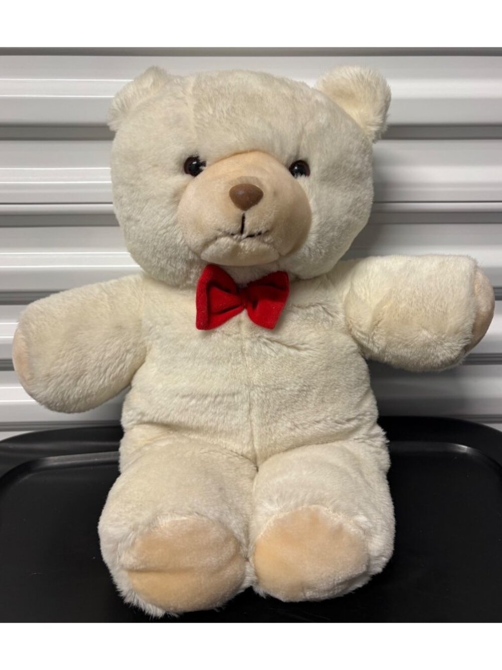 Vintage Gerber TLC Plush White Teddy Bear With Red Bow Stuffed Animal Toy 20"